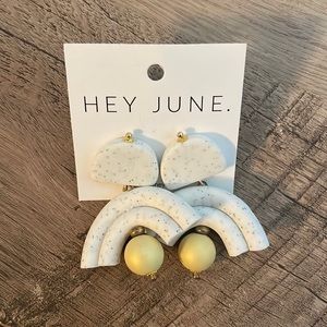 Hey June clay dangle earrings in white and yellow